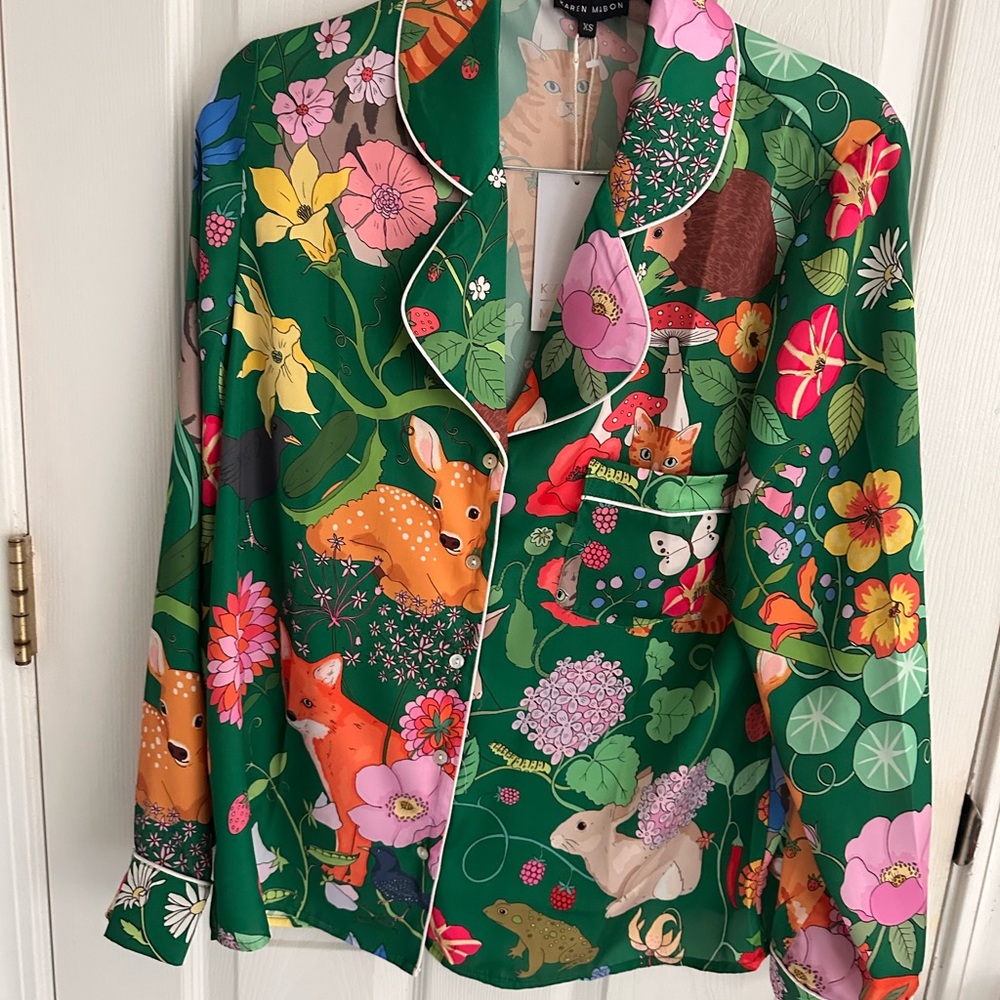 Floral Animal Print Pajama Top